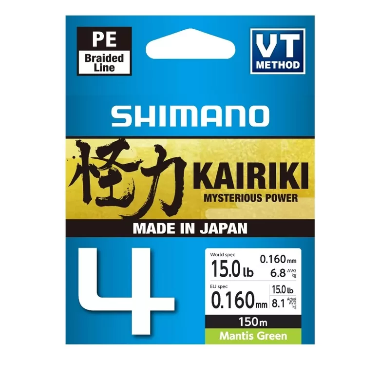 Shimano KAIRIKI 4 pītā aukla "Mantis Green" 0.160mm/8.1kg 150m