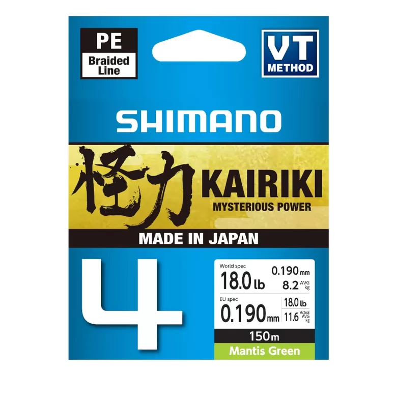 Shimano KAIRIKI 4 pītā aukla "Mantis Green" 0.190mm/11.6kg 150m