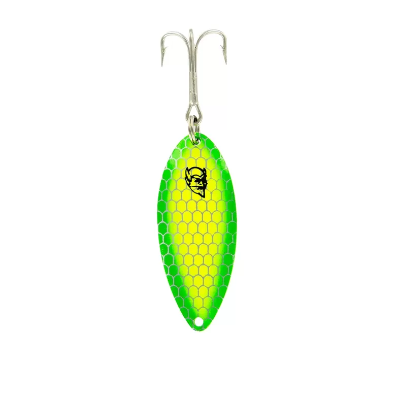 Eppinger DEVLE DOG pike and perch spoon "Honeycomb Lime UV/Nickel Back" 54mm/14g
