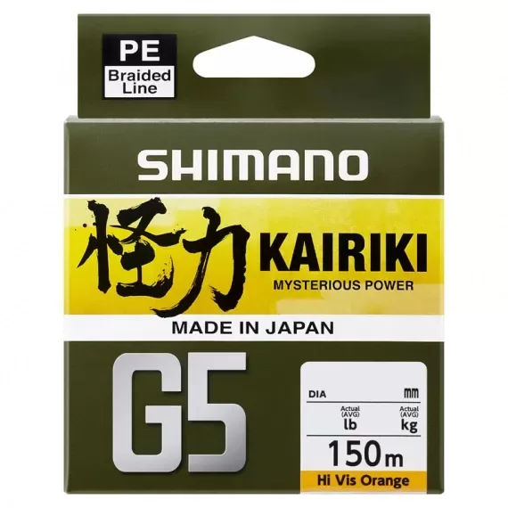 Shimano KAIRIKI G5 pītā aukla "Hi Vis Orange" 0.170mm/6.9kg 150m